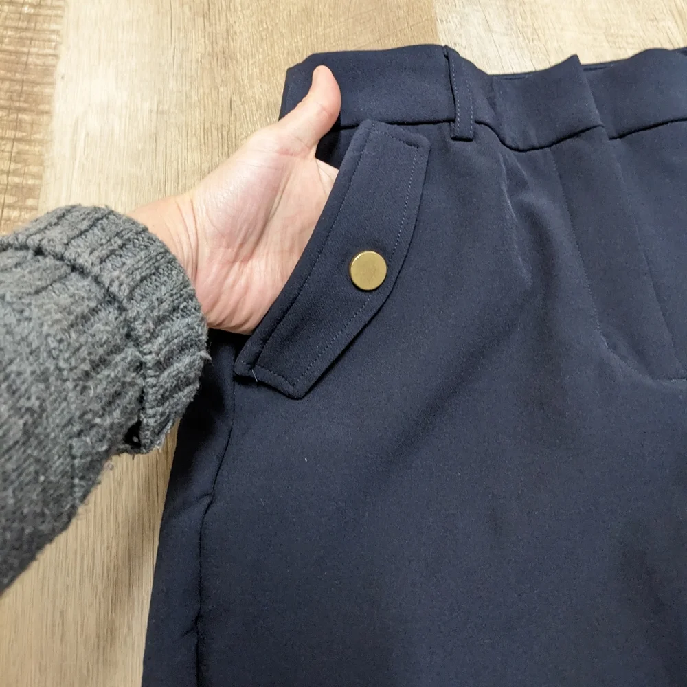 Express Navy Blue Crop High Rise Dress Pants - Picture 4 of 12